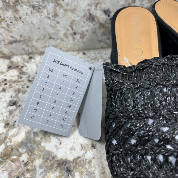 Samilor Chunky Block Heel Sandals Open Toe Basketweave Size 8 NEW - Picture 3 of 7